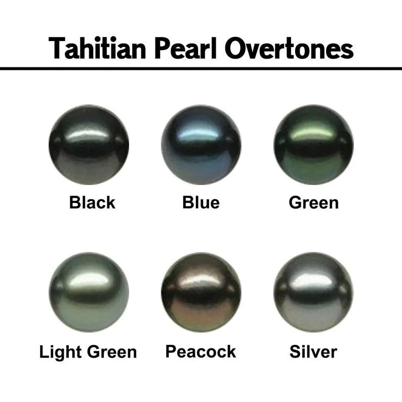 Tahitian pearl overtone chart labeled black, blue, green, light green, peacock, and silver