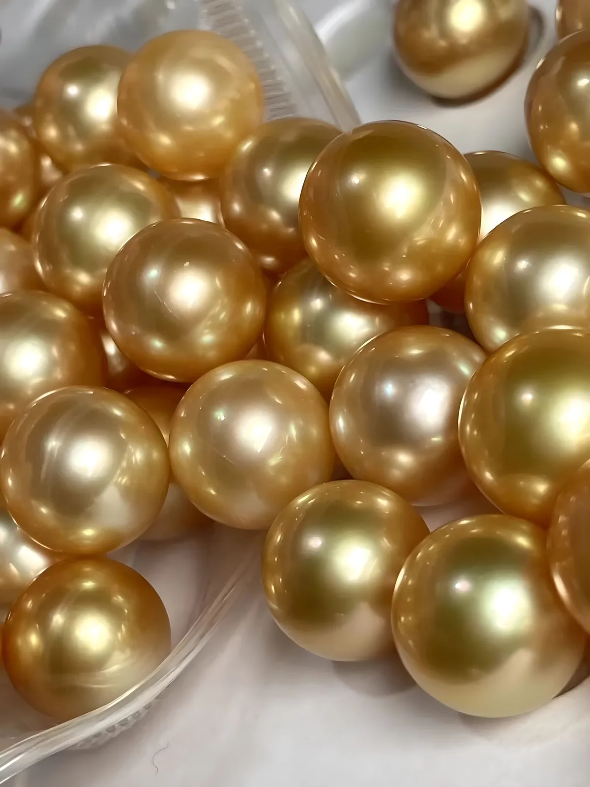 golden loose pearls closeup
