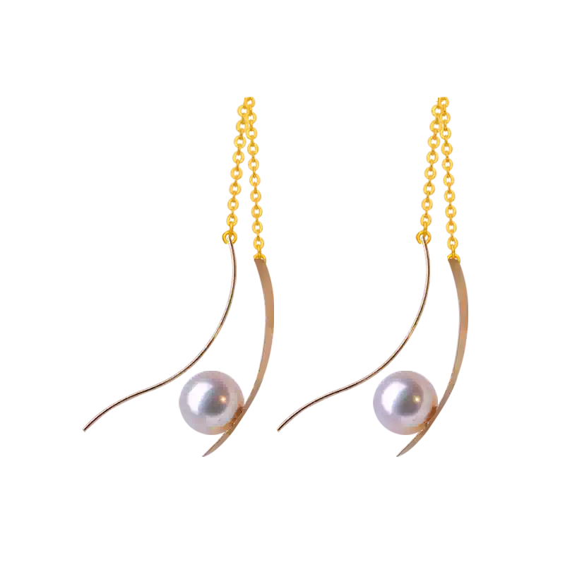 Akoya Pearl Drop Earrings in 18K Yellow Gold