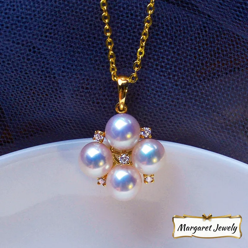 Akoya Multi-Pearl Pendant Choker in 18K Gold