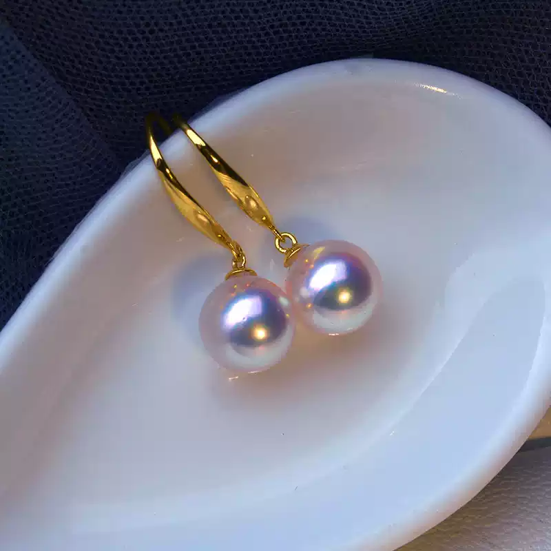 Akoya Pearl Hook Earrings in 18K Yellow Gold