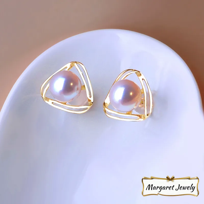 Akoya Baby Pearl Stud Earrings in 18K Gold