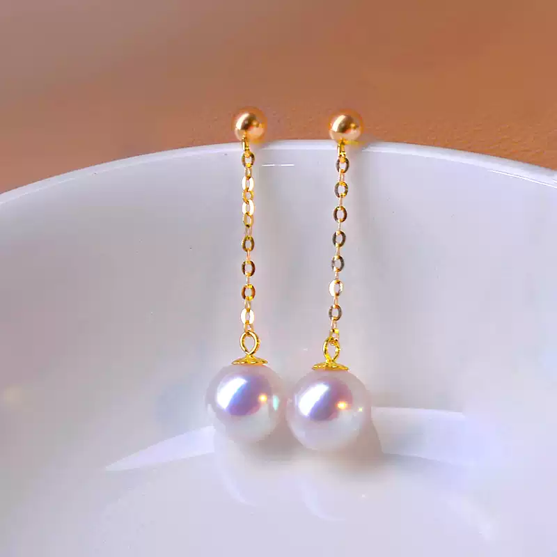 Akoya Pearl Tassel Earrings in 18K Gold