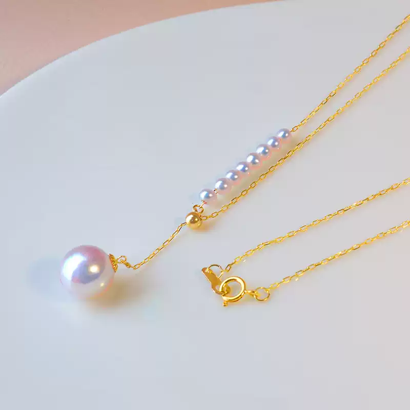 Hanadama Akoya Pearl Y Lariat Pendant in 18K Gold