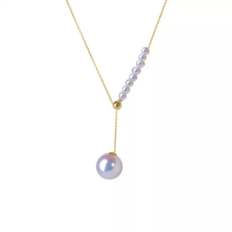Hanadama Akoya Pearl Y Lariat Pendant in 18K Gold