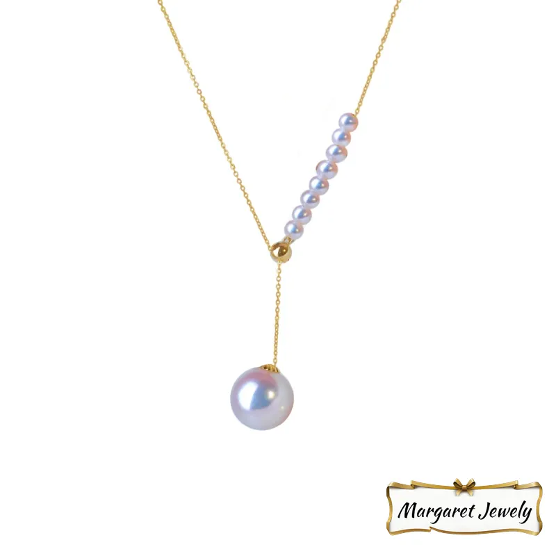 Hanadama Akoya Pearl Y Lariat Pendant in 18K Gold