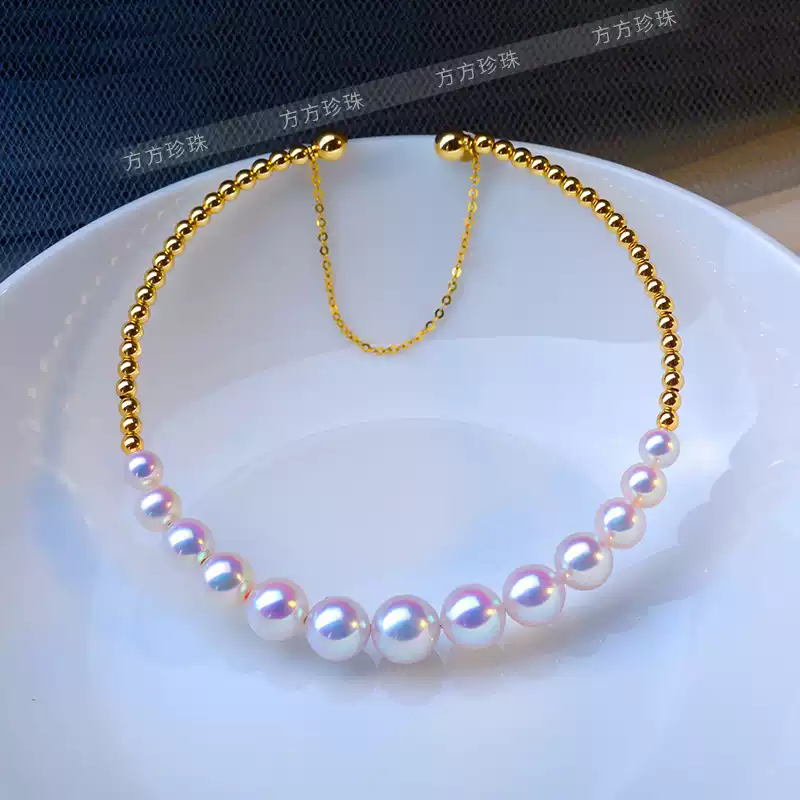 Akoya Graduated Pearl Bracelet in 18K Gold