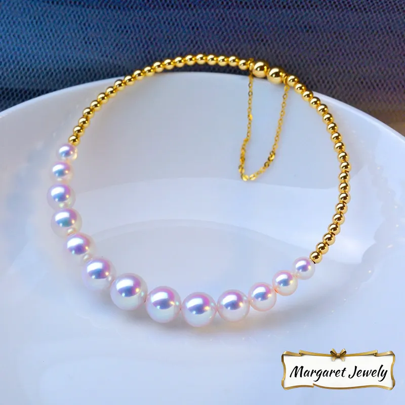 Akoya Graduated Pearl Bracelet in 18K Gold