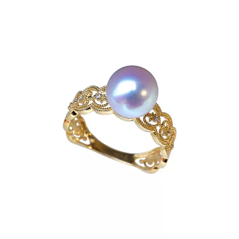 Akoya Openwork Pearl Ring in 18K Gold