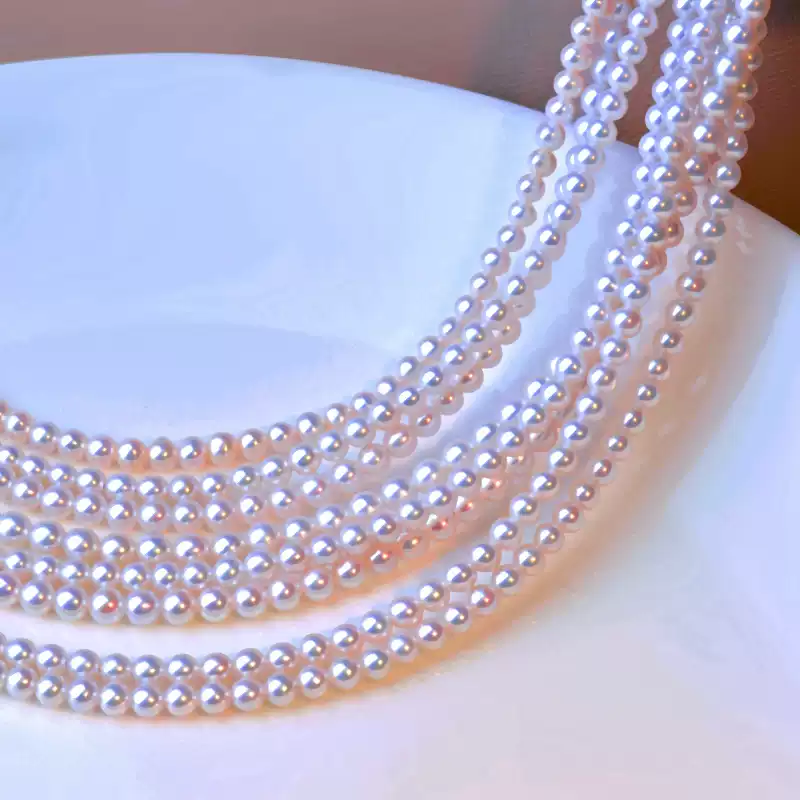 Akoya Baby Strand Pearl Lariat Necklace in 18K Gold