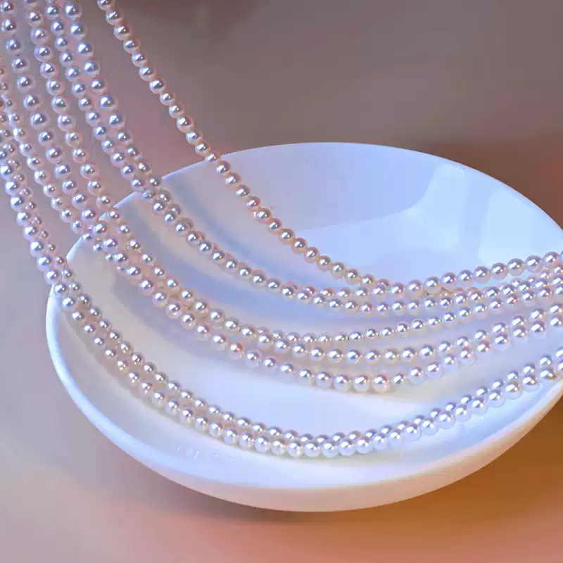 Akoya Baby Strand Pearl Lariat Necklace in 18K Gold