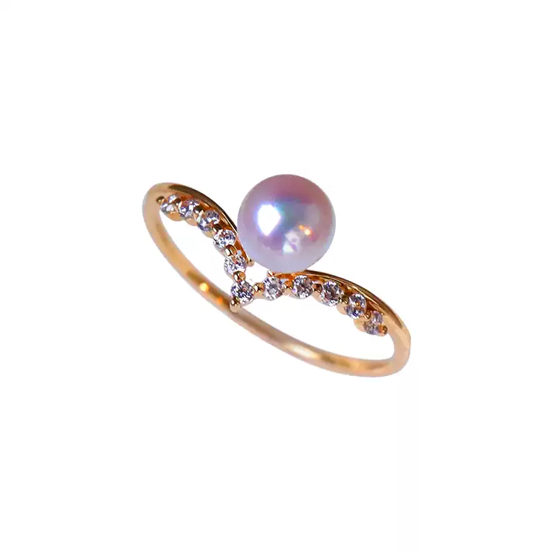 Hanadama Akoya Baby Pearl Ring in 18K Gold