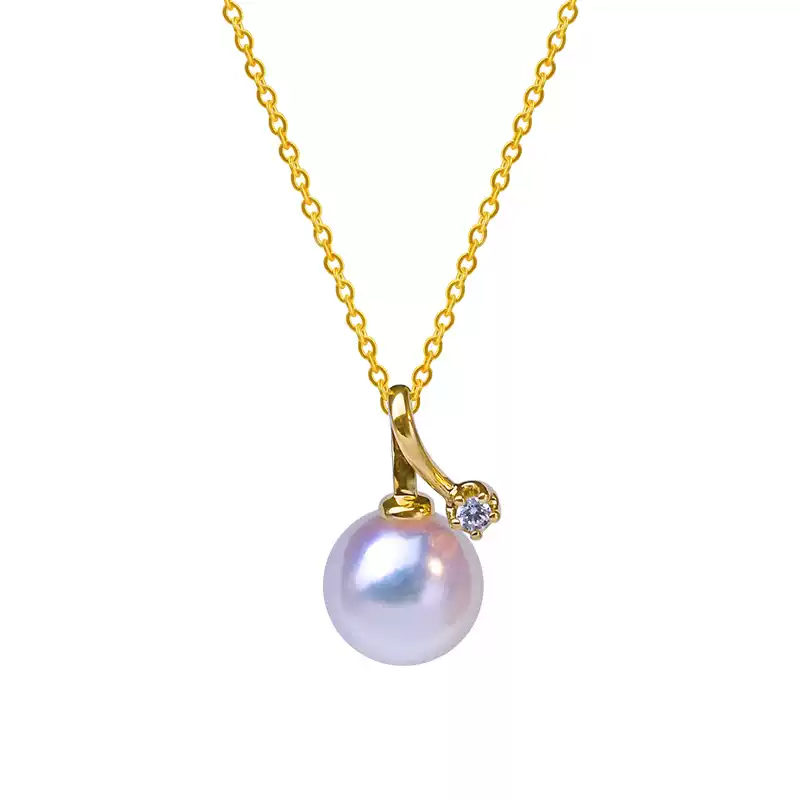Akoya Pearl Pendant Choker in 18K Yellow Gold with 7-8.5 mm Pearls