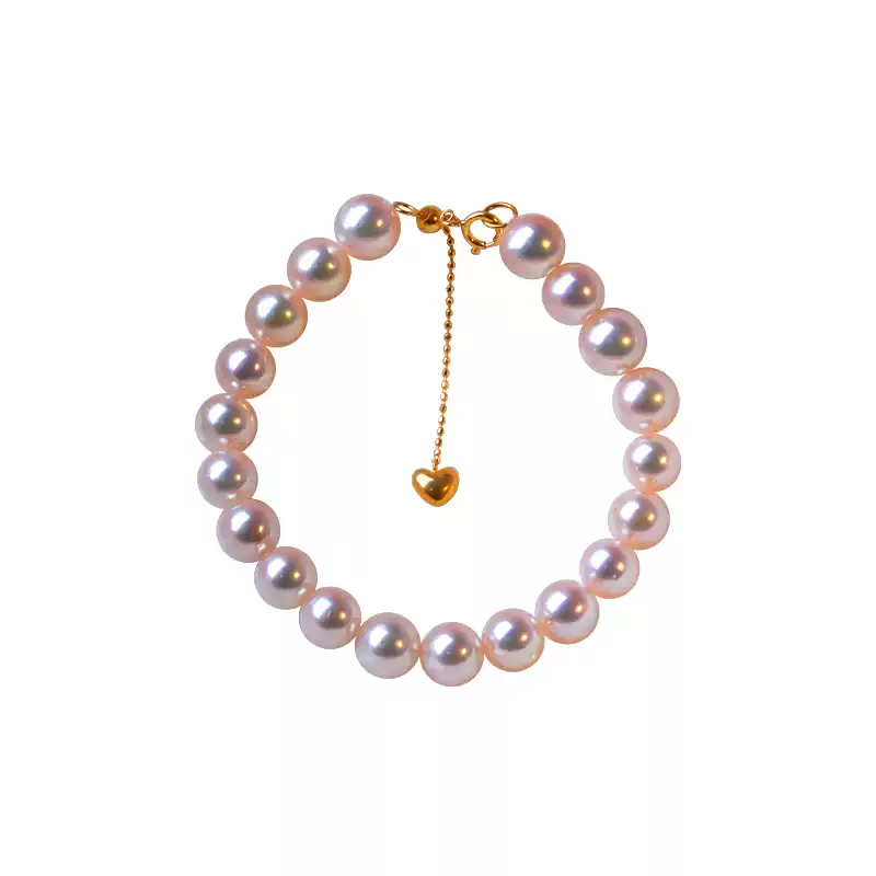 Akoya Light Bulb Heart Pearl Bracelet in 18K Gold