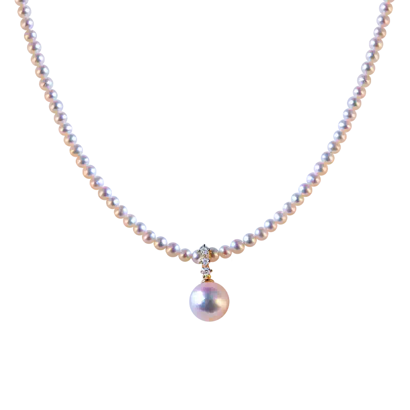 Akoya Pearl Pendant Choker in 18K Gold with 7-8.5 mm Pearls