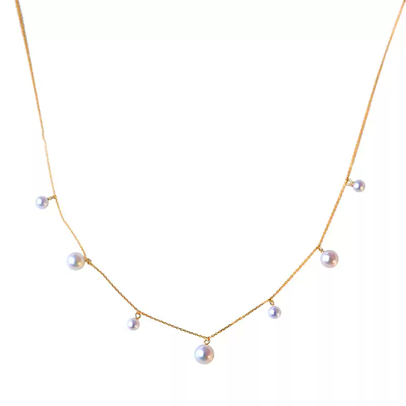 Akoya Baby Scattered Pearl Choker Necklace in 18K Yellow Gold