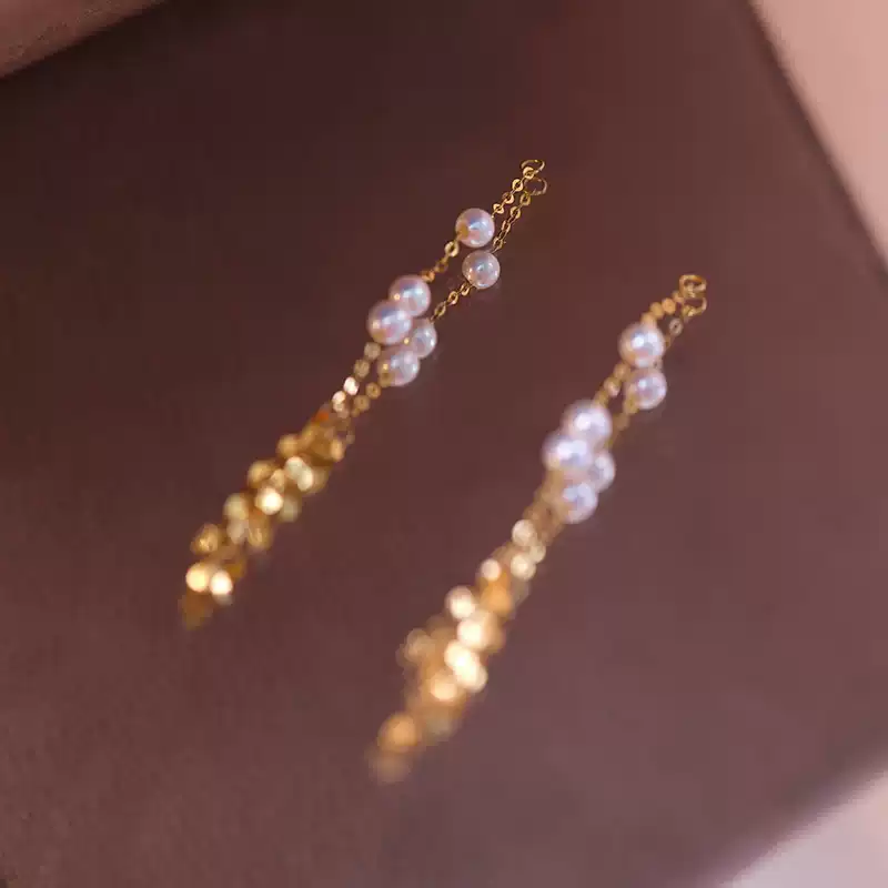 Akoya Convertible Pearl Tassel Earrings in 18K Yellow Gold