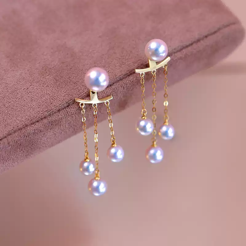 Akoya Convertible Pearl Stud Earrings in 18K Yellow Gold