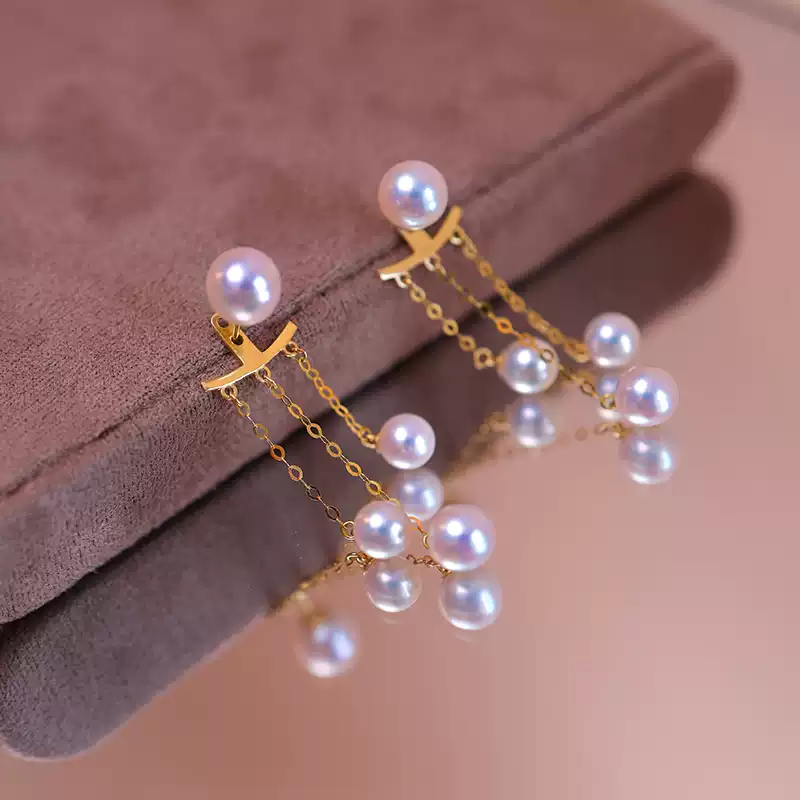 Akoya Convertible Pearl Stud Earrings in 18K Yellow Gold