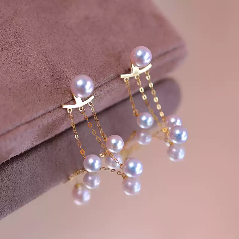 Akoya Convertible Pearl Stud Earrings in 18K Yellow Gold