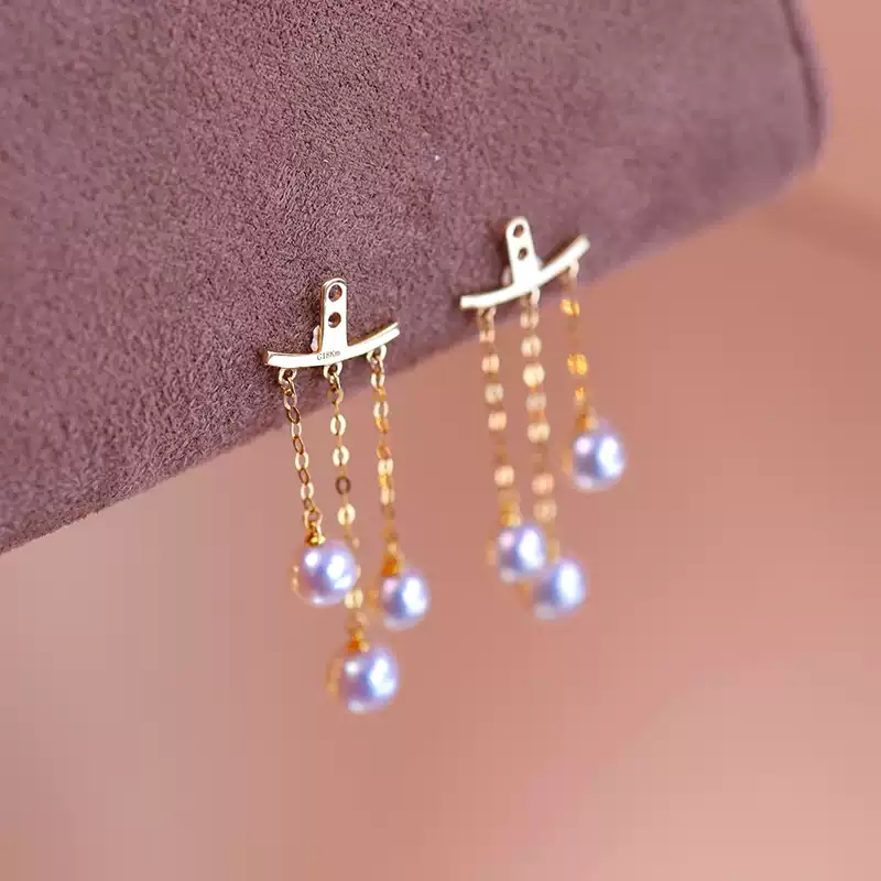 Akoya Convertible Pearl Stud Earrings in 18K Yellow Gold