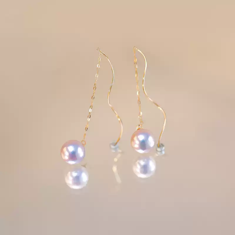 Akoya Pearl Threader Earrings in 18K Yellow Gold