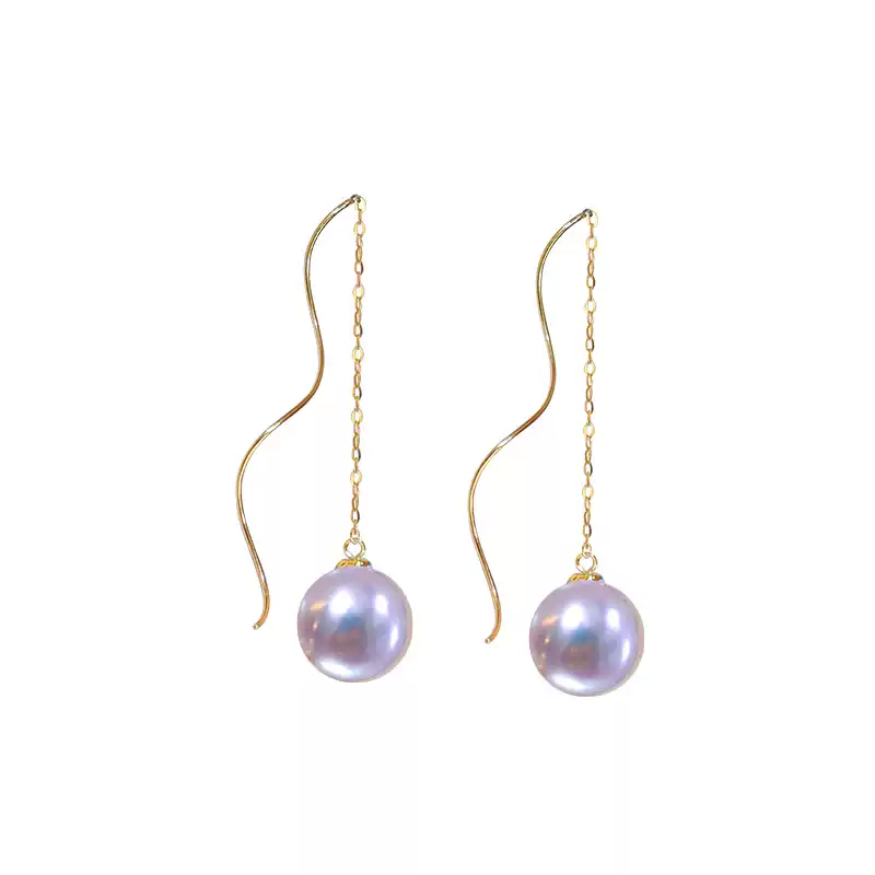 Akoya Pearl Threader Earrings in 18K Yellow Gold