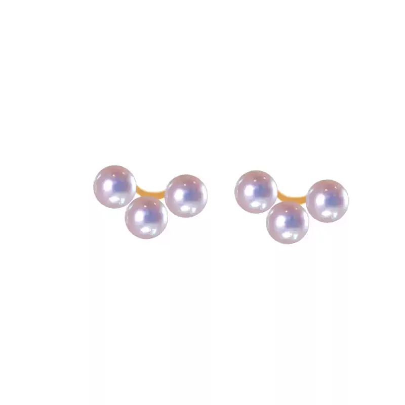 Akoya Multi-Pearl Stud Earrings in 18K Yellow Gold