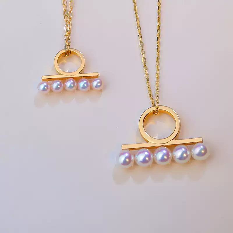 Akoya Chain Pearl Pendant Choker in 18K Gold