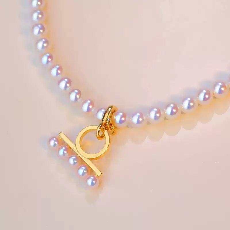 Akoya Chain Pearl Pendant Choker in 18K Gold