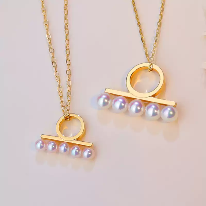 Akoya Chain Pearl Pendant Choker in 18K Gold