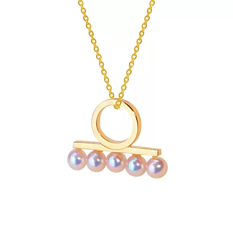 Akoya Chain Pearl Pendant Choker in 18K Gold