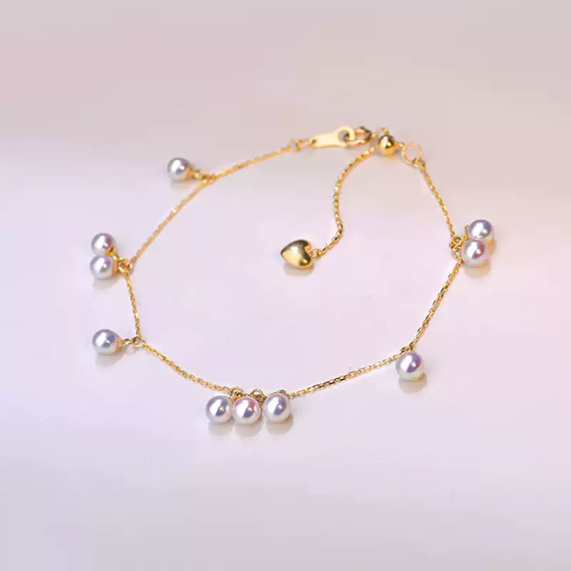Akoya Scattered Chain Pearl Bracelet in 18K Yellow Gold