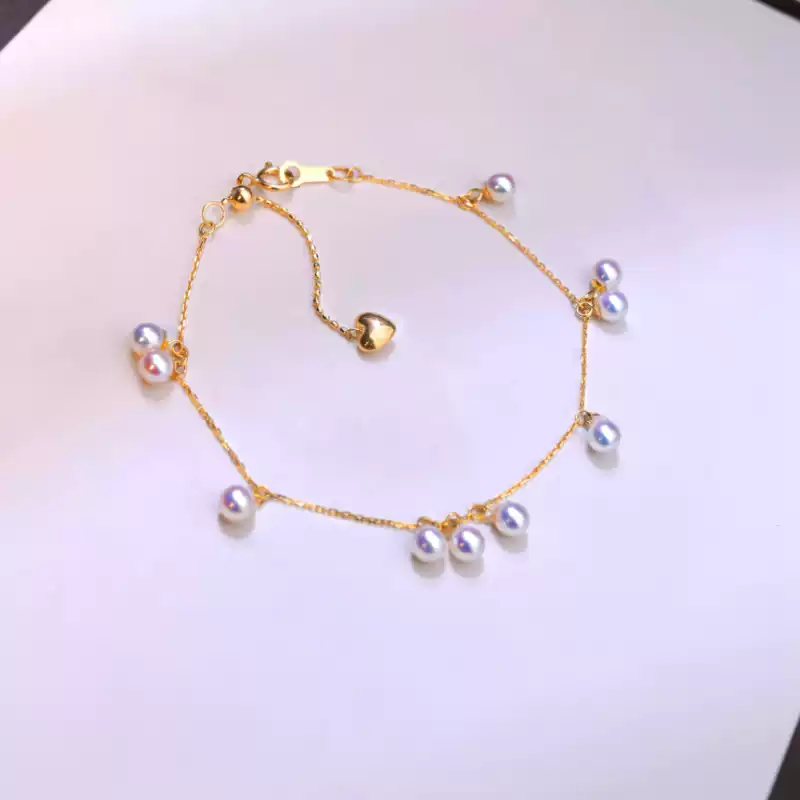Akoya Scattered Chain Pearl Bracelet in 18K Yellow Gold
