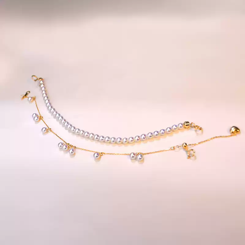 Akoya Scattered Chain Pearl Bracelet in 18K Yellow Gold