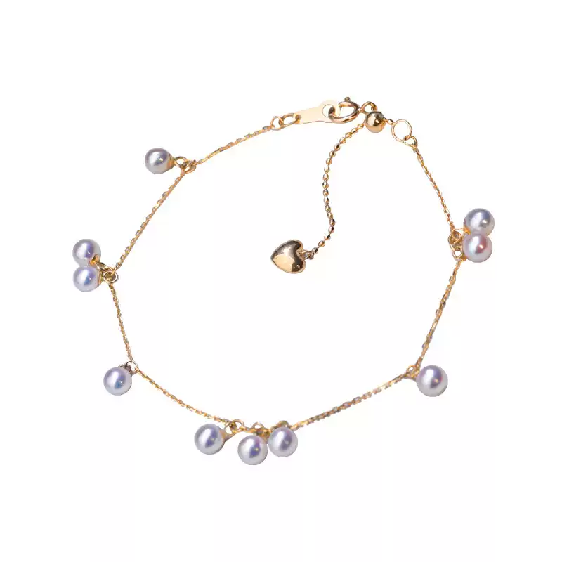 Akoya Scattered Chain Pearl Bracelet in 18K Yellow Gold