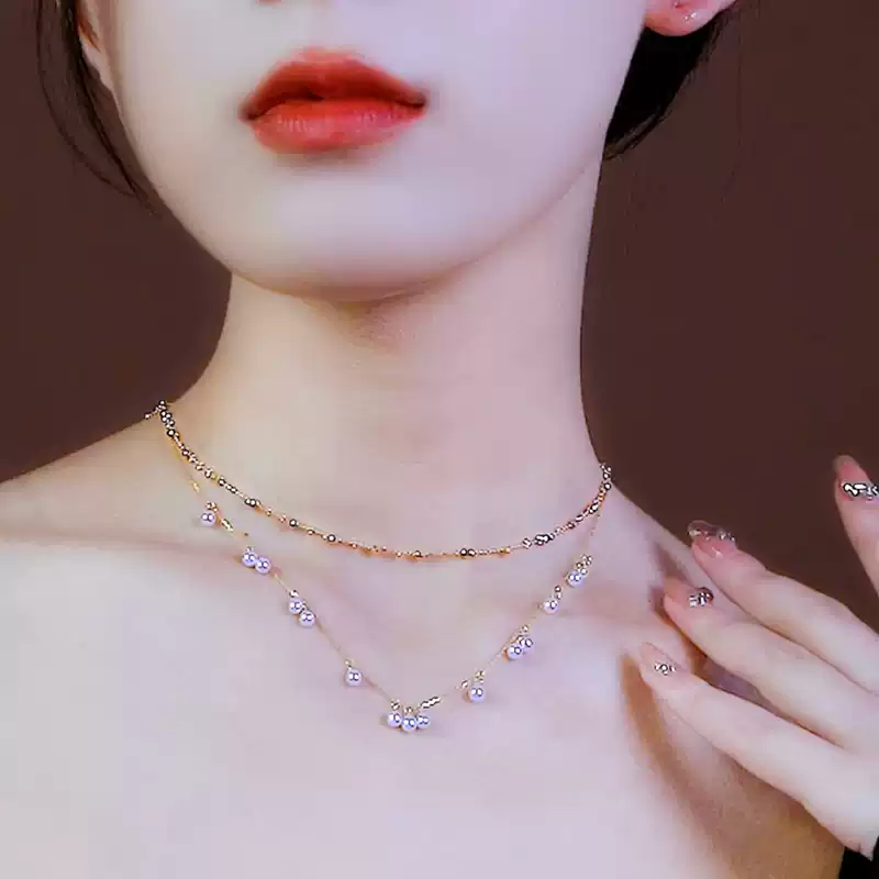 Akoya Baby Scattered Pearl Choker Necklace in 18K Yellow Gold with 3.5-4 mm Pearls