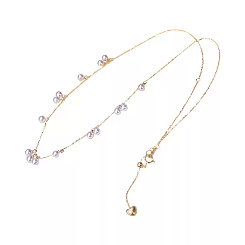 Akoya Baby Scattered Pearl Choker Necklace in 18K Yellow Gold with 3.5-4 mm Pearls