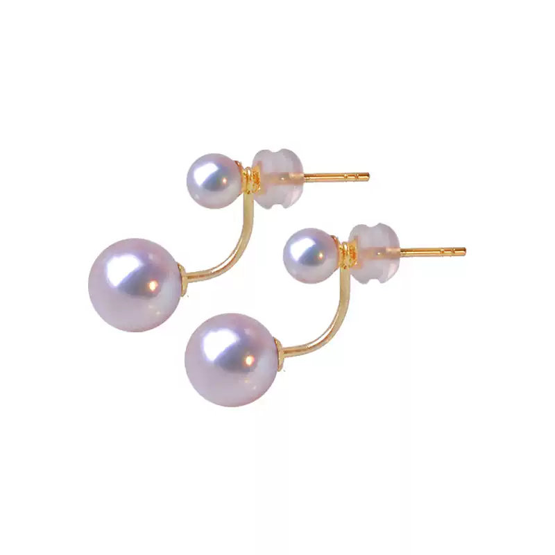 Hanadama Akoya Pearl Stud Earrings in 18K Gold with 5-8.5 mm Pearls