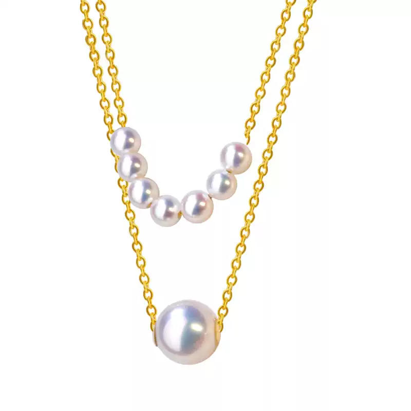 Akoya Double-Layer Pearl Choker Necklace in 18K Gold