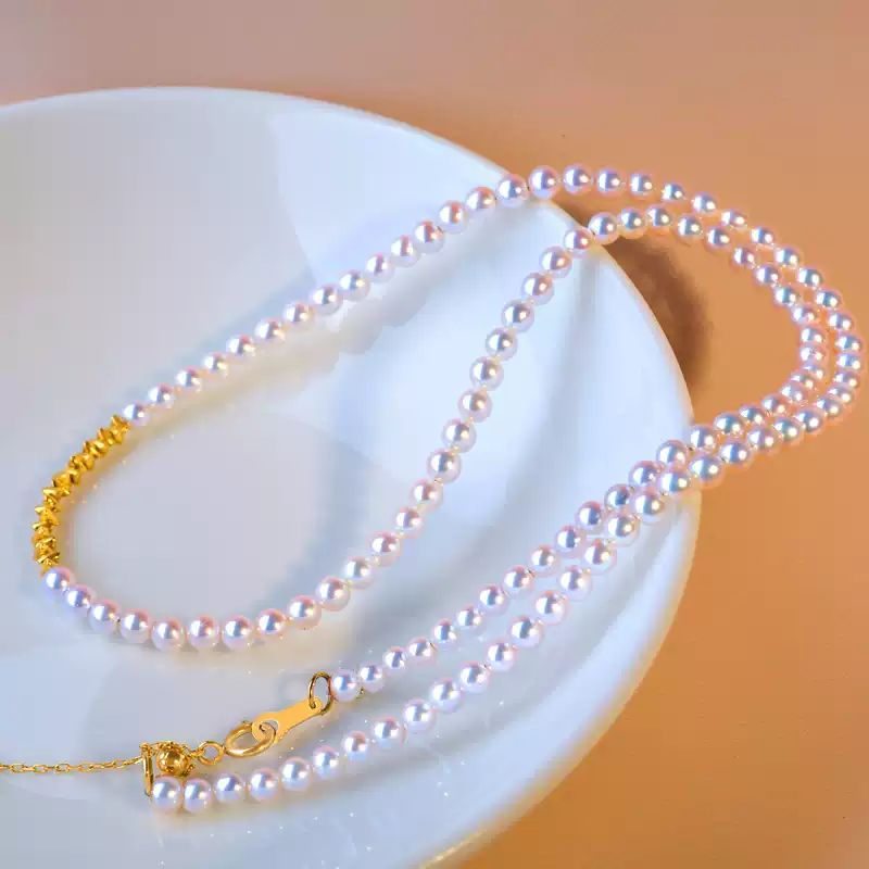 Akoya Baby Chain Pearl Necklace in 18K Gold