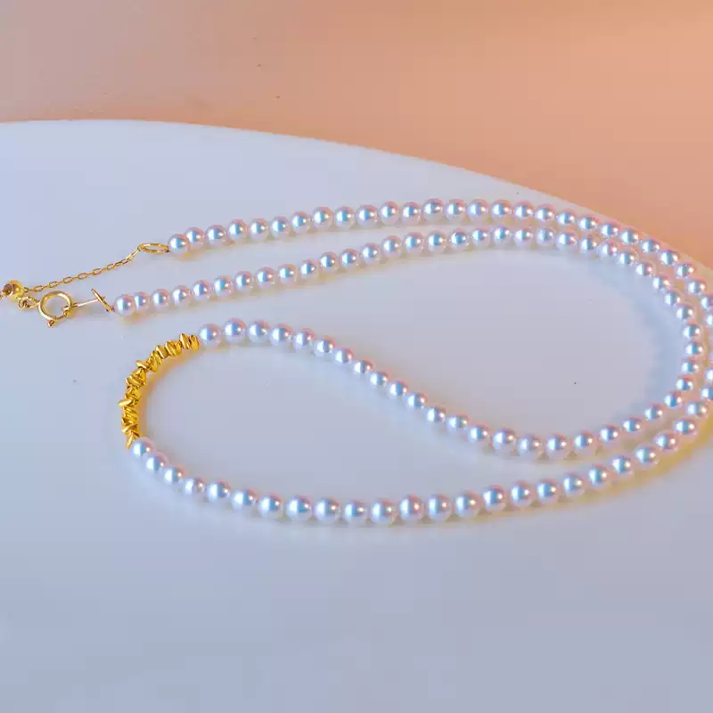 Akoya Baby Chain Pearl Necklace in 18K Gold