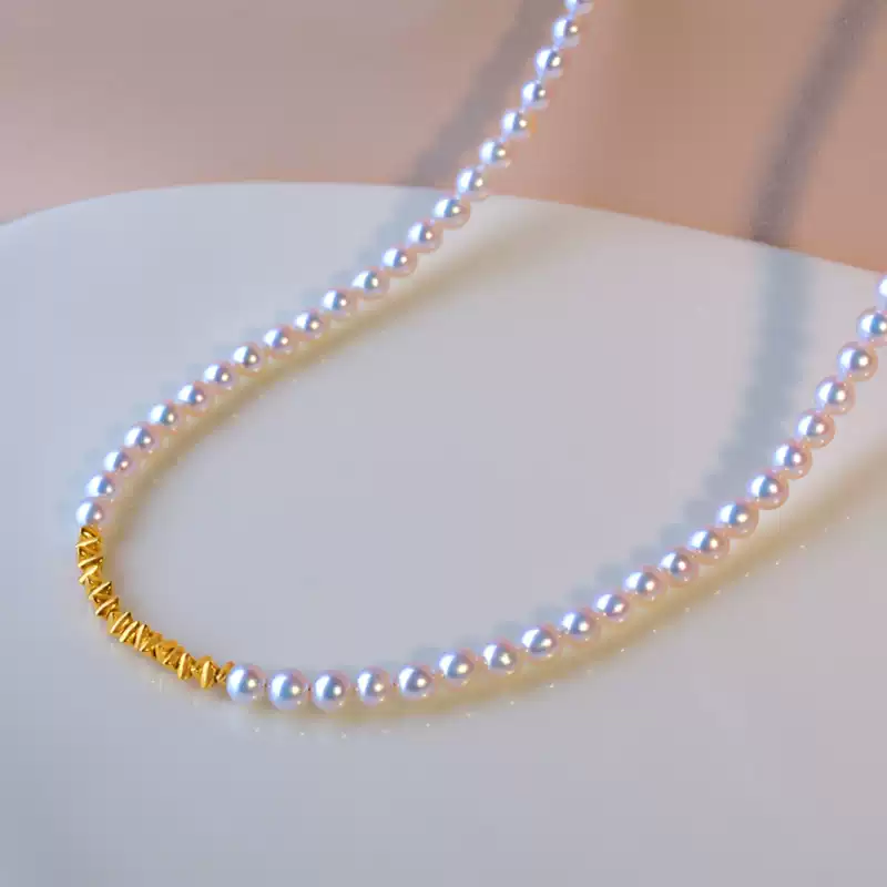 Akoya Baby Chain Pearl Necklace in 18K Gold
