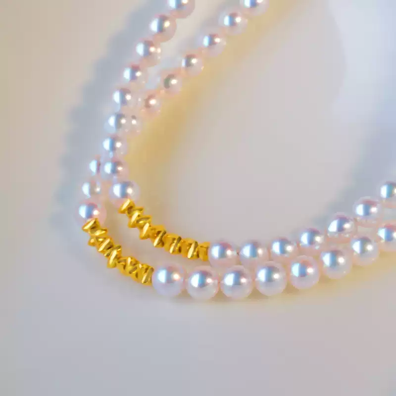 Akoya Baby Chain Pearl Necklace in 18K Gold