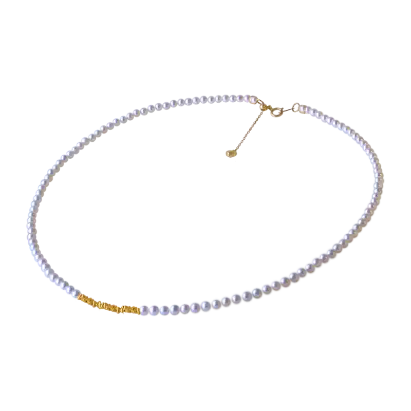 Akoya Baby Chain Pearl Necklace in 18K Gold