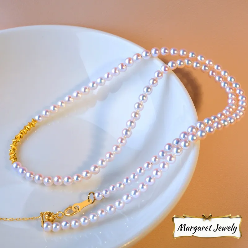 Akoya Baby Chain Pearl Necklace in 18K Gold