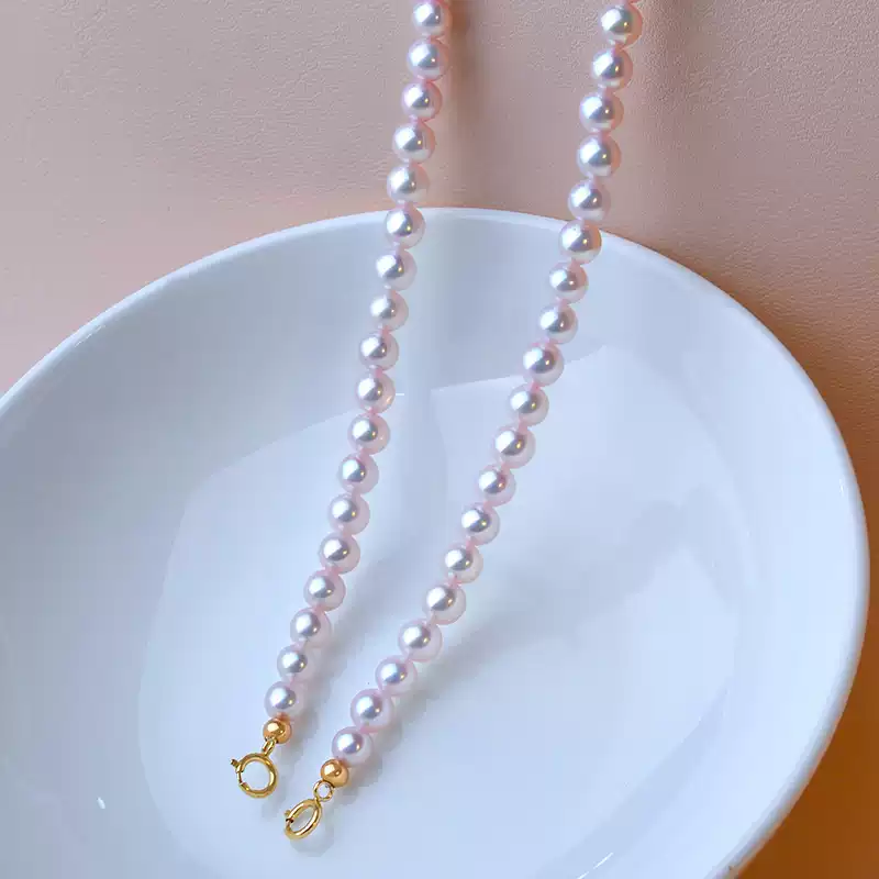 Akoya Light Bulb Baby Pearl Necklace in 18K Gold