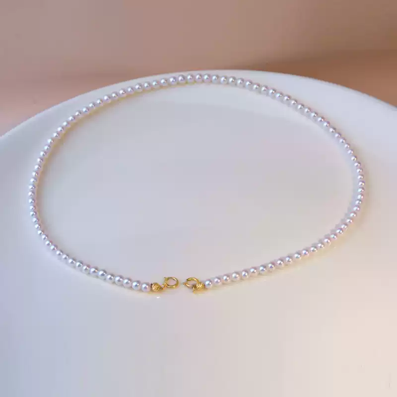 Akoya Light Bulb Baby Pearl Necklace in 18K Gold
