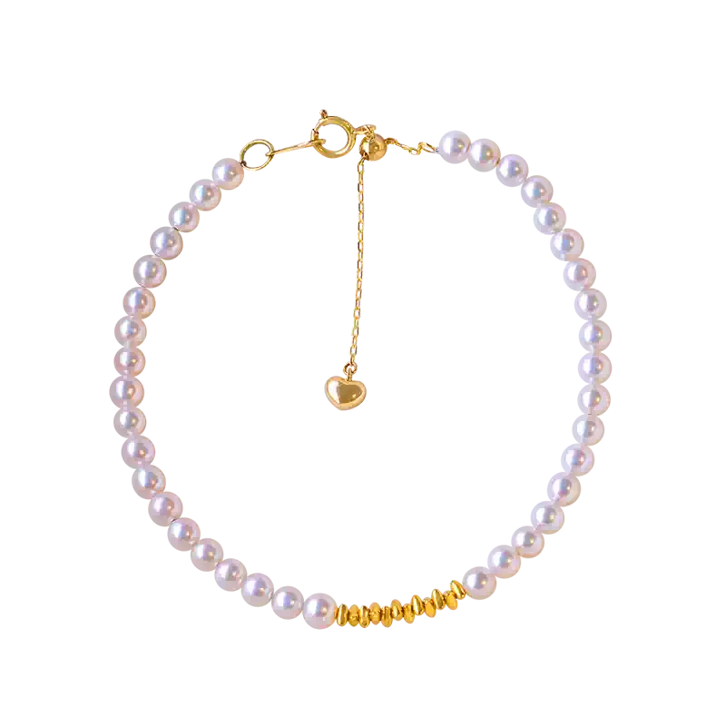 Akoya Light Bulb Pearl Bangle Bracelet in 18K Gold