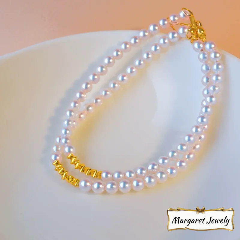 Akoya Light Bulb Pearl Bangle Bracelet in 18K Gold